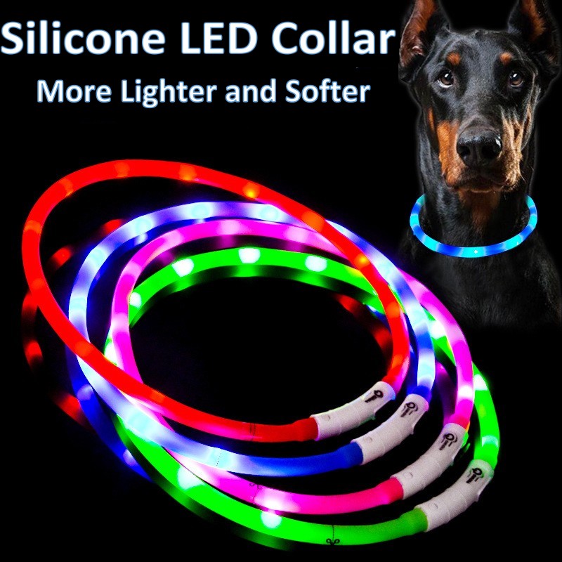 Tech Dog Accessories - سيليكون LED طوق بكلاب قابلة للشحن