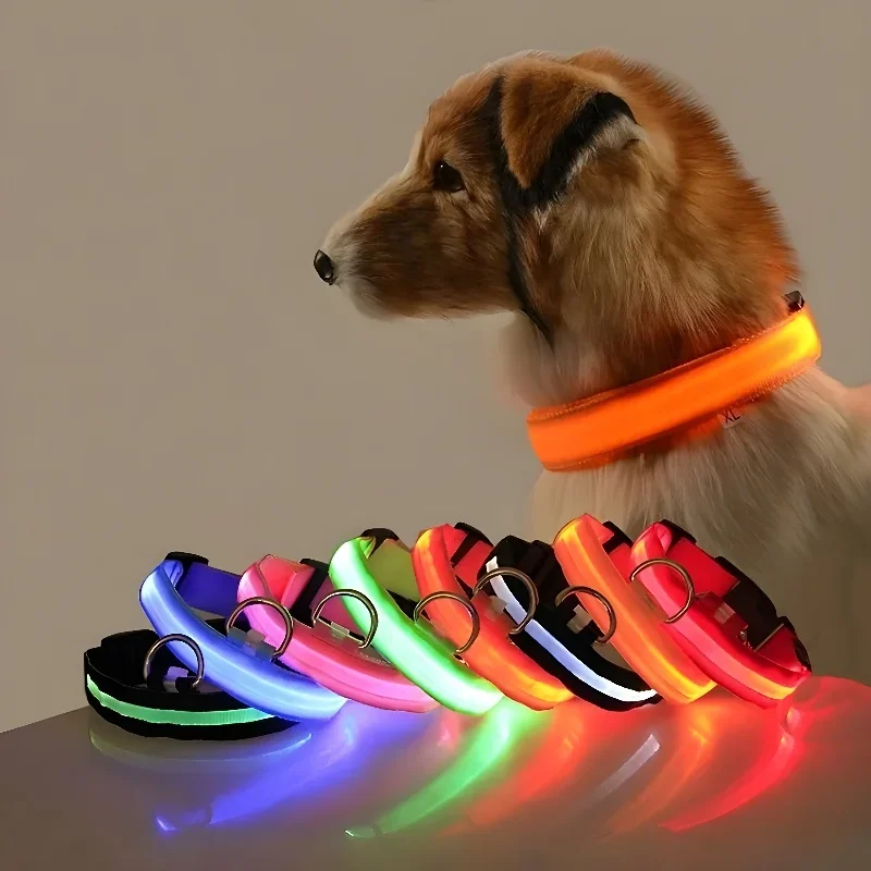 Tech Dog Accessories - طوق كلب من النايلون مع إضاءة