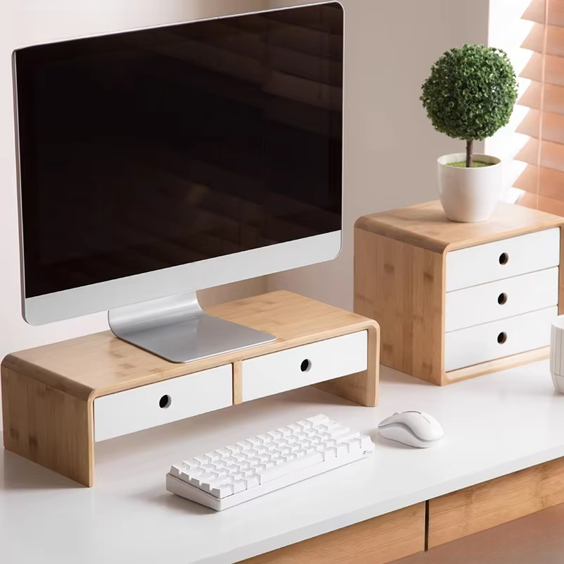 Laptop Stand Bamboo - منظم سطح المكتب الصديق للبيئة لشاشة