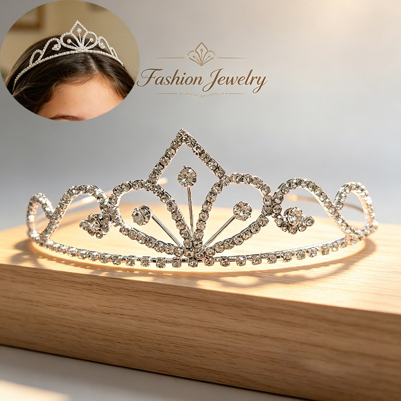 تاج زفاف فضي اللون مرصع بالأحج - مراجعة Tech Hair Accessories وسعره