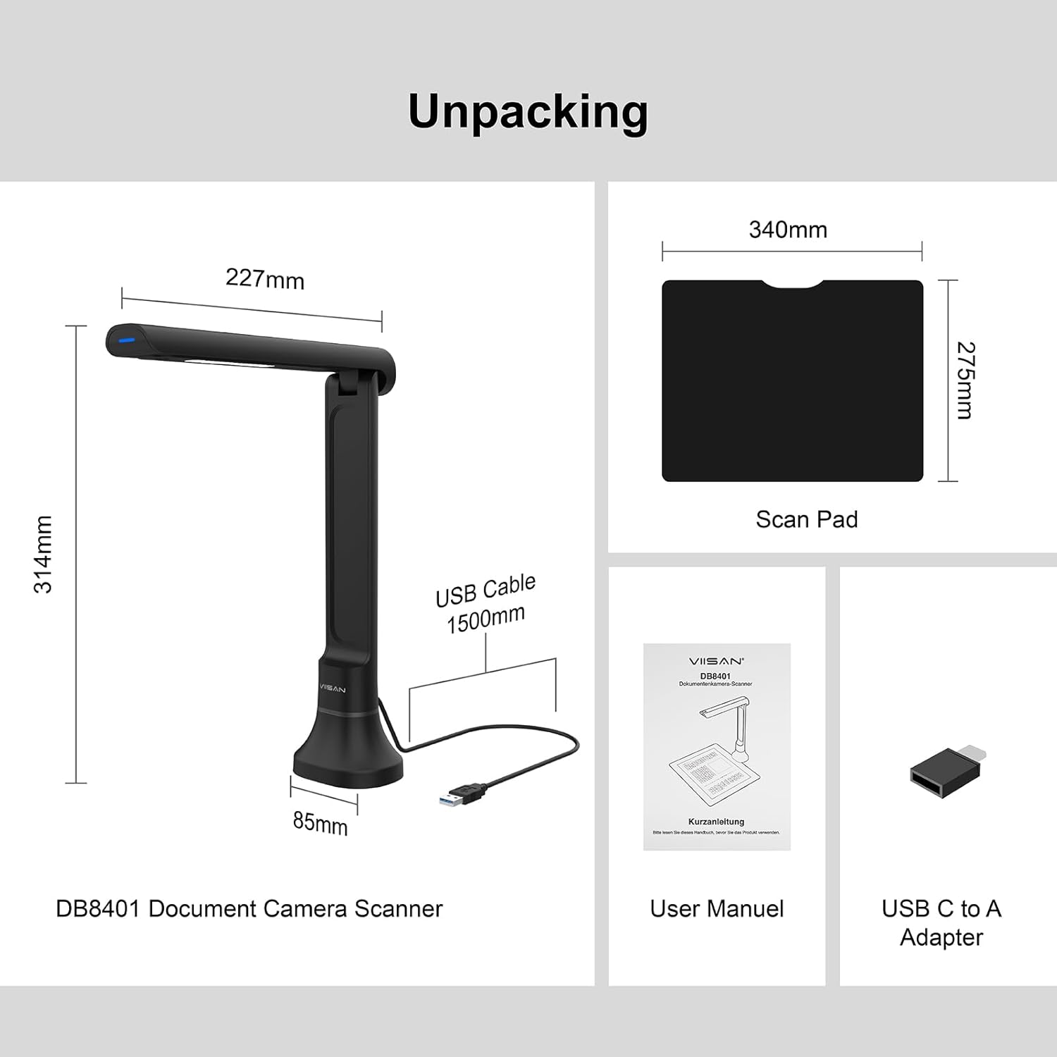 كاميرا وثائق VIISAN DB8401 بدق - مراجعة Document Scanner Portable وسعره